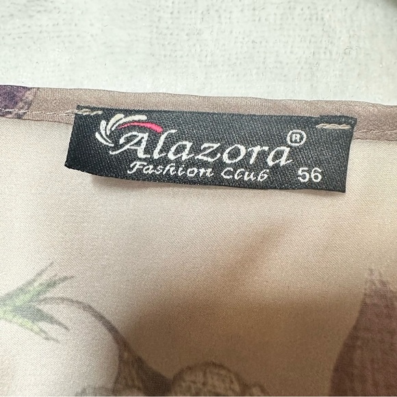 Floral Plus Size Sheer Floral Dress with Purple and Green Flowers - Picture 4 of 8